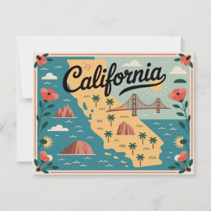 Postale Carte illustrée de l'état de Californie