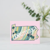 Postale Carte illustrée de l'État de Pennsylvanie en coule (Debout devant)