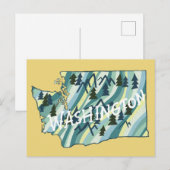 Postale Carte illustrée de l'État de Washington (Devant / Derrière)