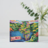 Postale Carte illustrée de l'Illinois vibrant (Debout devant)