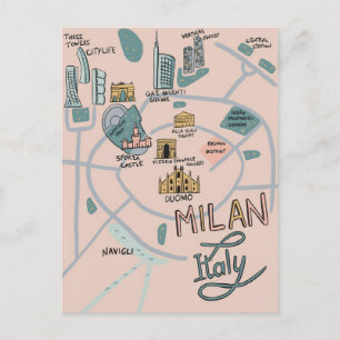Postale Carte illustrée de Milan City - Italie