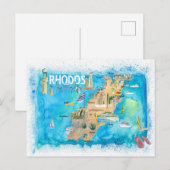 Postale Carte illustrée de Rhodes Grèce avec des monuments (Devant / Derrière)