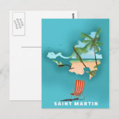 Postale Carte illustrée de Saint-Martin. (Devant / Derrière)