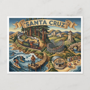 Postale Carte illustrée de Santa Cruz Californie Quai UCSC