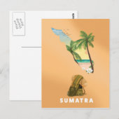 Postale carte illustrée de Sumatra affiche de voyage (Devant / Derrière)