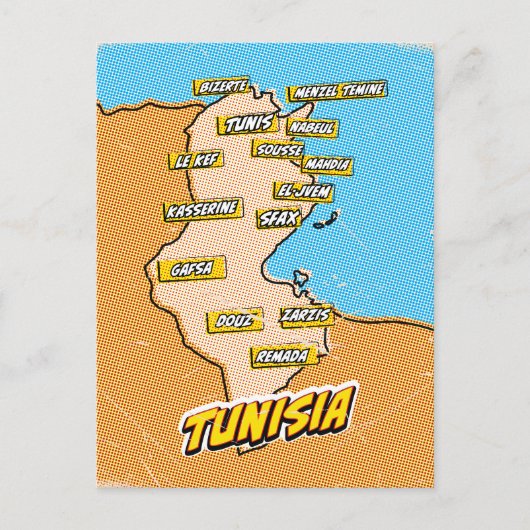 Postale Carte illustrée de Tunisie Pop Art (Devant)