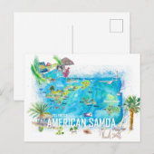 Postale Carte illustrée de voyage de l'île des Samoa améri (Devant / Derrière)