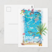 Postale Carte illustrée de voyage de Tonga Polynésie  (Devant / Derrière)