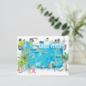 Postale Carte illustrée de voyage des îles du Cap-Vert (Debout devant)
