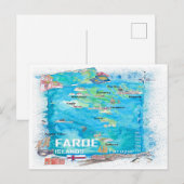 Postale Carte illustrée de voyage des îles Féroé (Devant / Derrière)