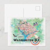 Postale Carte illustrée de Washington DC États-Unis avec l (Devant / Derrière)