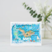 Postale Carte illustrée des Antilles de Saint-Barth (Debout devant)