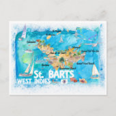 Postale Carte illustrée des Antilles de Saint-Barth (Devant)