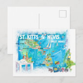 Postale Carte illustrée des Antilles de Saint-Kitts-et-Nev (Devant / Derrière)