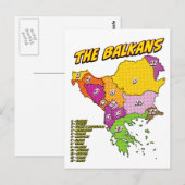 Postale Carte illustrée des Balkans dans le style Pop Art (Devant / Derrière)