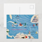 Postale Carte illustrée des îles des Caraïbes (Devant / Derrière)