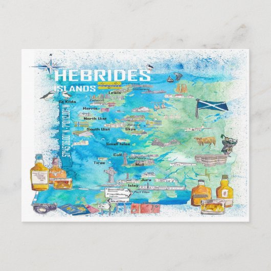 Postale Carte illustrée des îles Hébrides pour les voyageu (Devant)