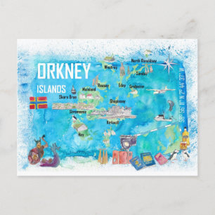 Postale Carte illustrée des îles Orcades pour les voyageur