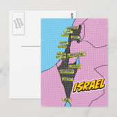 Postale Carte illustrée d'Israël dans le style Pop Art (Devant / Derrière)