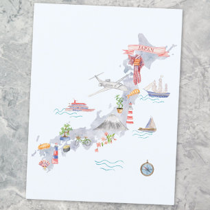 Postale Carte illustrée du Japon