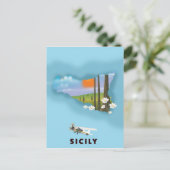 Postale Carte illustrée Sicile poster voyage (Debout devant)