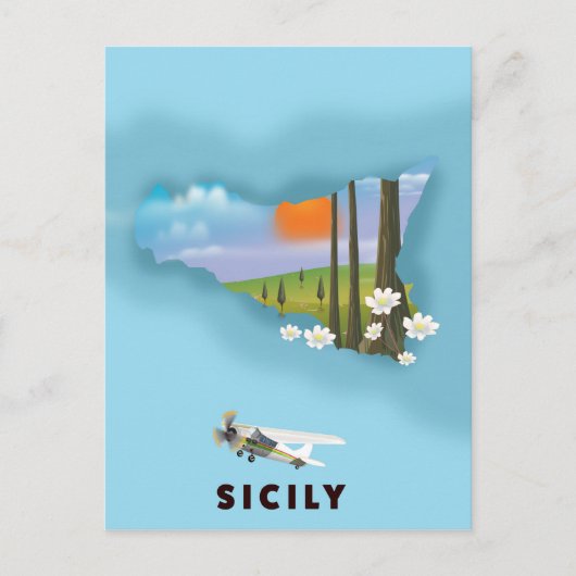 Postale Carte illustrée Sicile poster voyage (Devant)