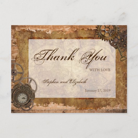 Postale Carte industrielle Steampunk Vintage Bois (Devant)