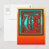 Postale Carte initiale T Couleur du coucher de soleil sud- (Devant / Derrière)