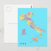 Postale Carte isolée des régions d'Italie (Devant / Derrière)