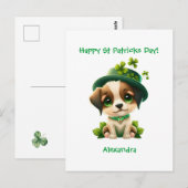 Postale Carte Jour de la Saint Patrick avec mignon Leprech (Devant / Derrière)