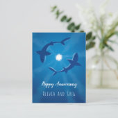 Postale Carte Joyeuse Anniversaire Requins Couple Silver M (Debout devant)
