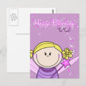 Postale carte - joyeux anniversaire - ange (Devant / Derrière)