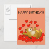 Postale Carte Joyeux Anniversaire avec des cœurs d'amour e (Devant / Derrière)