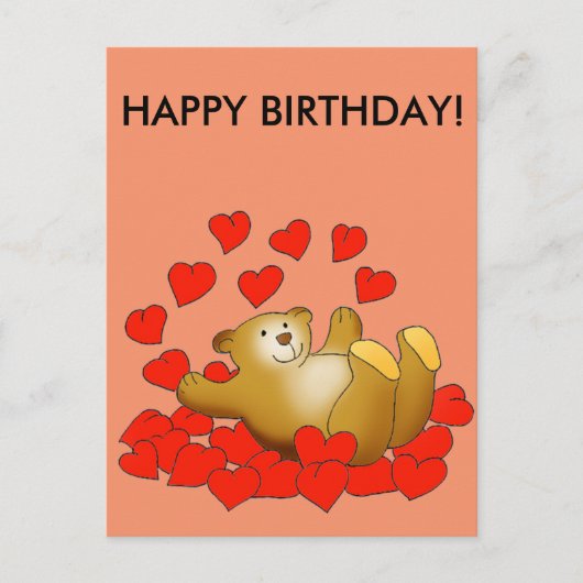 Postale Carte Joyeux Anniversaire avec des cœurs d'amour e (Devant)