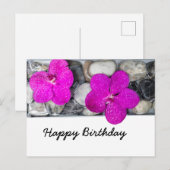 Postale Carte joyeux anniversaire avec orchidée violette s (Devant / Derrière)