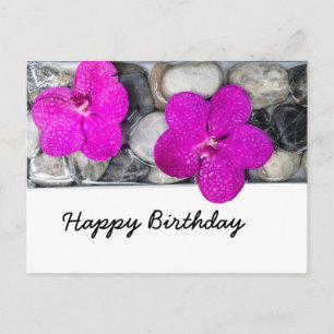 Postale Carte joyeux anniversaire avec orchidée violette s