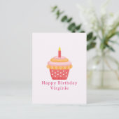 Postale Carte Joyeux Anniversaire Cupcake Rose (Debout devant)