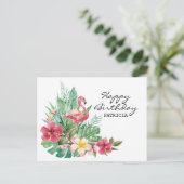 Postale Carte Joyeux Anniversaire Flamant Rose (Debout devant)