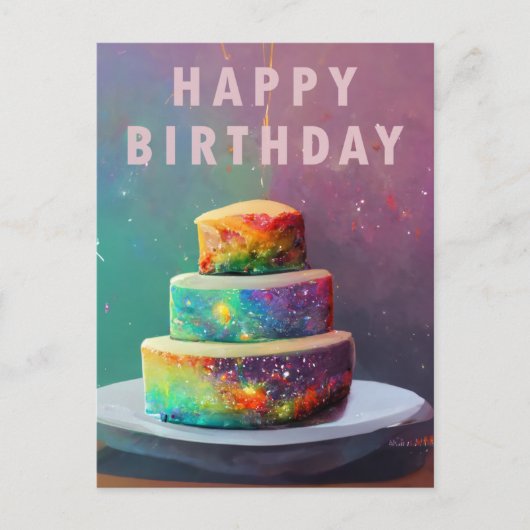 Postale Carte Joyeux Anniversaire Gâteau avec Confettis da (Devant)
