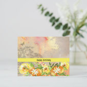 Postale Carte Joyeux Anniversaire Oranges et Roses (Debout devant)