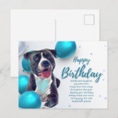 Postale Carte Joyeux Anniversaire Pit Bull (Devant / Derrière)