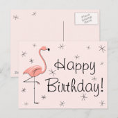 Postale Carte "Joyeux Anniversaire !" rose flamant (Devant / Derrière)