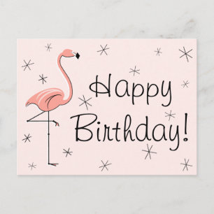 Postale Carte "Joyeux Anniversaire !" rose flamant