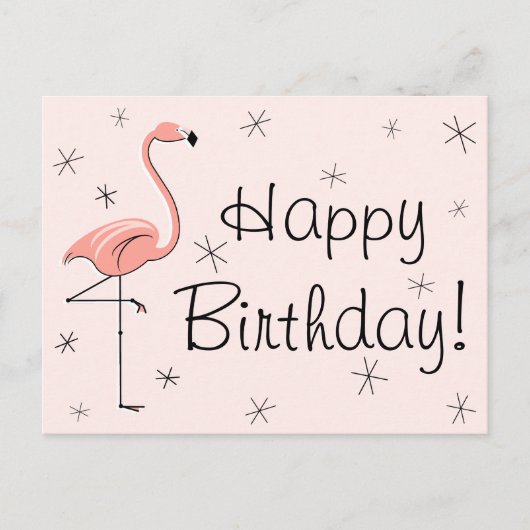 Postale Carte "Joyeux Anniversaire !" rose flamant (Devant)