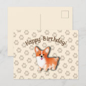 Postale Carte Joyeux Anniversaire Welsh Corgi Pembroke Mod (Devant / Derrière)