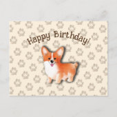 Postale Carte Joyeux Anniversaire Welsh Corgi Pembroke Mod (Devant)