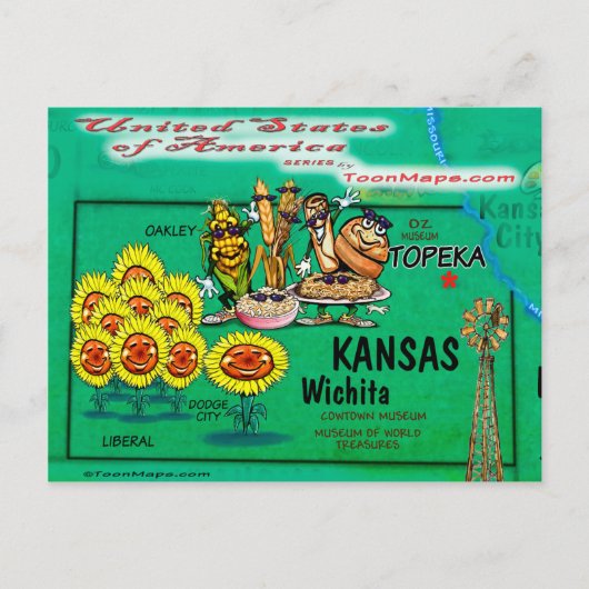 Postale Carte Kansas USA (Devant)