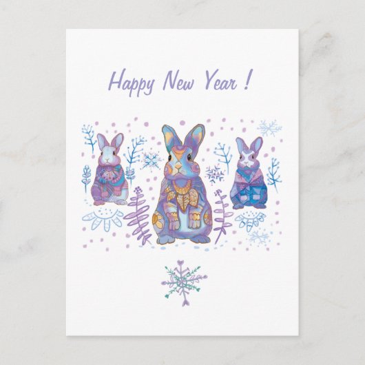 Postale carte lapin mignonne (Devant)
