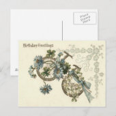 Postale Carte Lily de la Vallée Forget-Me-Not à bicyclette (Devant / Derrière)