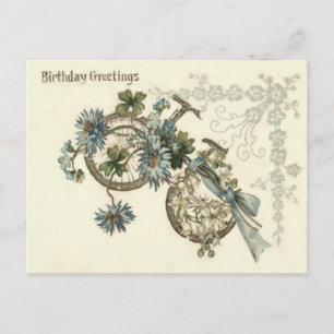 Postale Carte Lily de la Vallée Forget-Me-Not à bicyclette